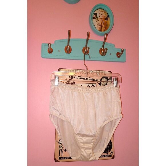 Vintage White Fruit of the Loom Nylon Granny Pantie size 8 pinup retro sissy - Picture 1 of 9